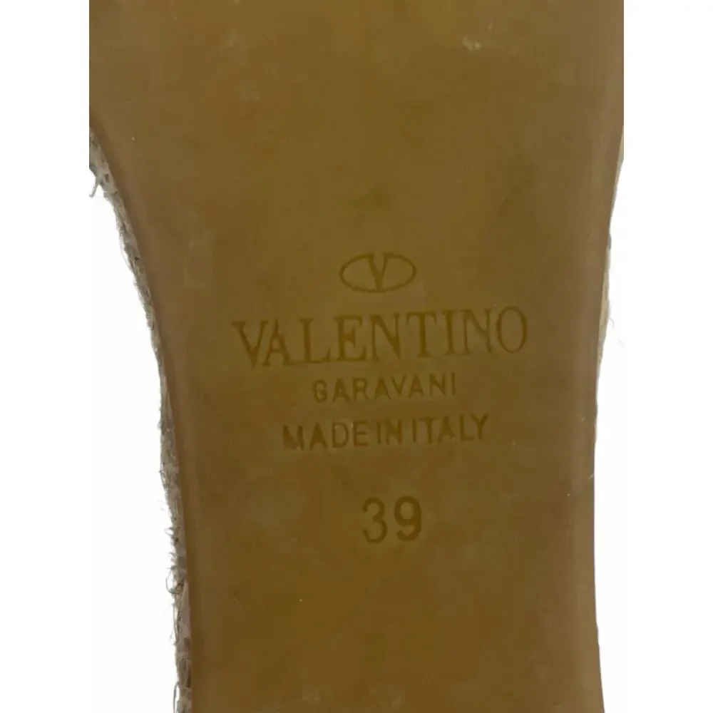 Valentino Garavani Rockstud Double Leather Wedge Espadrille Pink Size 39